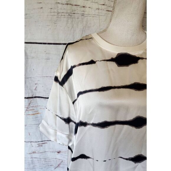ATM Silk Charmeuse Tie Dye Stripe Crew Neck Shirt Dress Size M/L - Picture 6 of 9